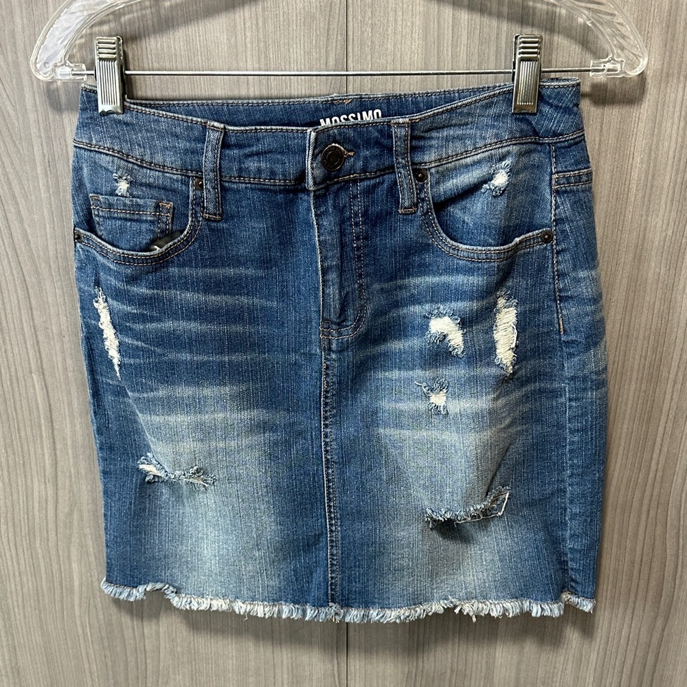 Mossimo Supply Co. Blue Distressed Mini Skirt